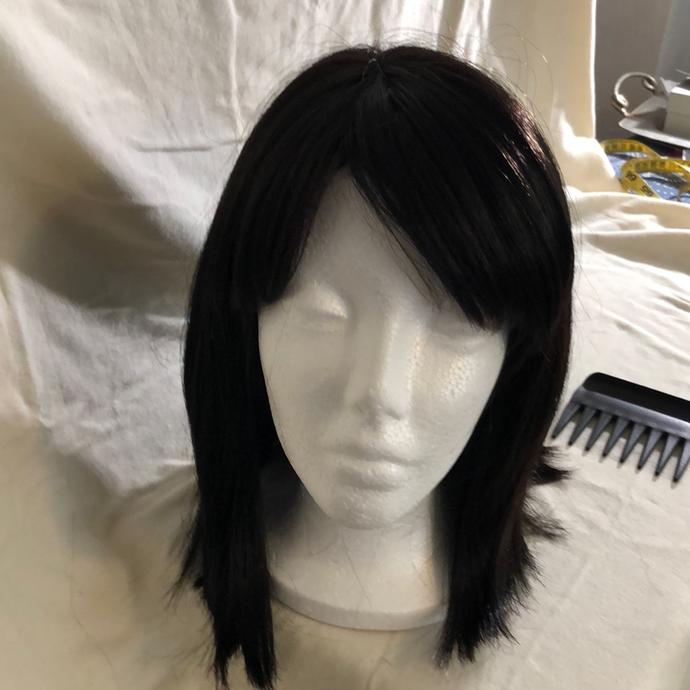 Darkest brown synthetic hair wig full lace cap 80% Modacrylic 20% PVC Fiber NWOT
